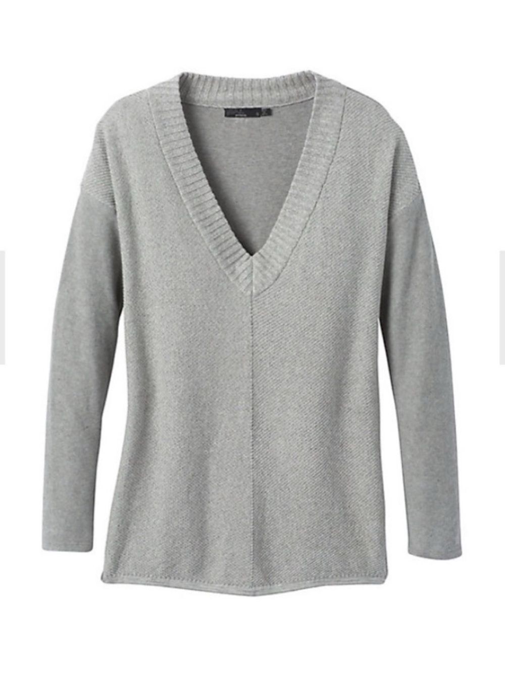 PrAna Cedros Gray 100% Organic Cotton V-Neck Tunic Sweater Womens sz M